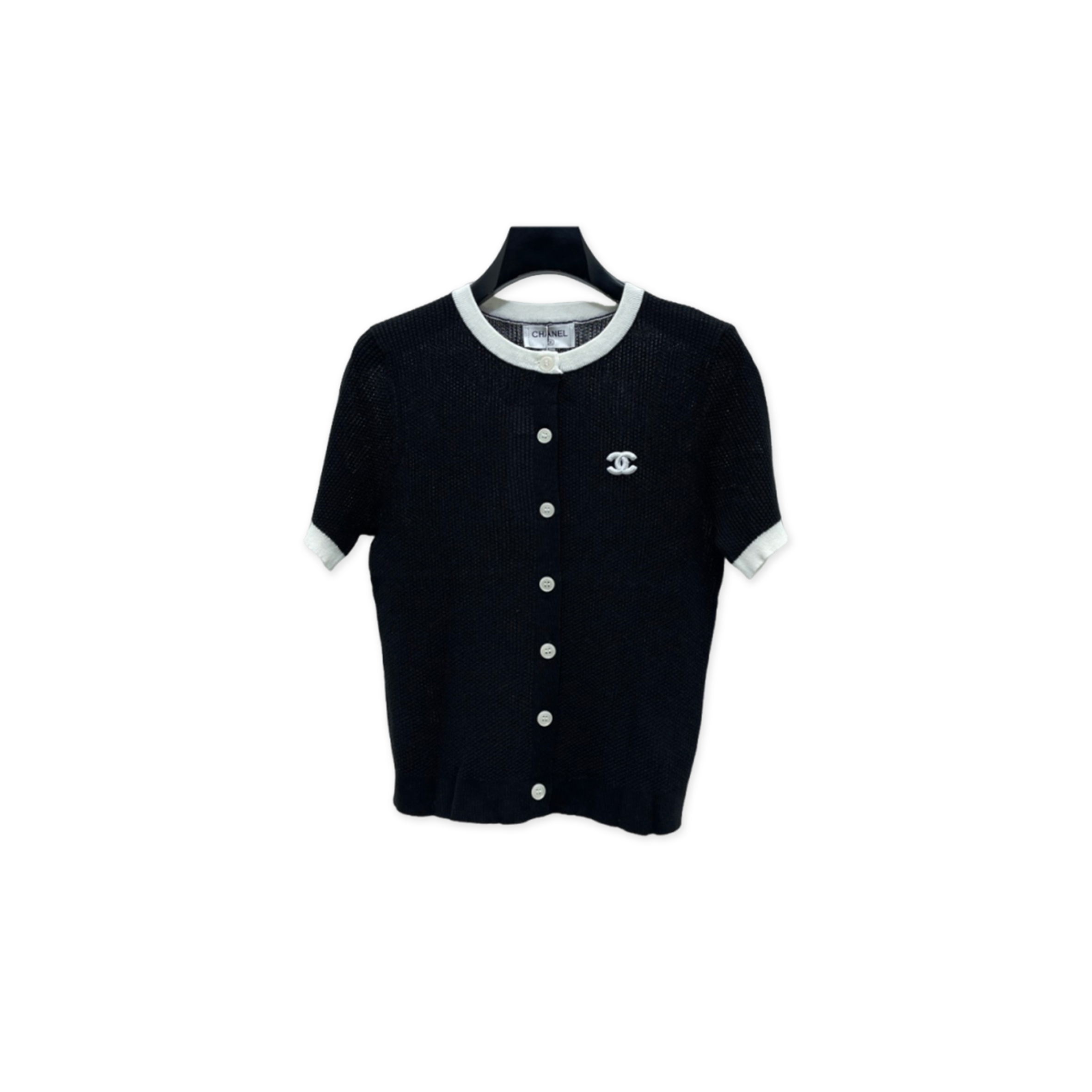 CHANEL SHORT-SLEEVED KNITTED CARDIGAN